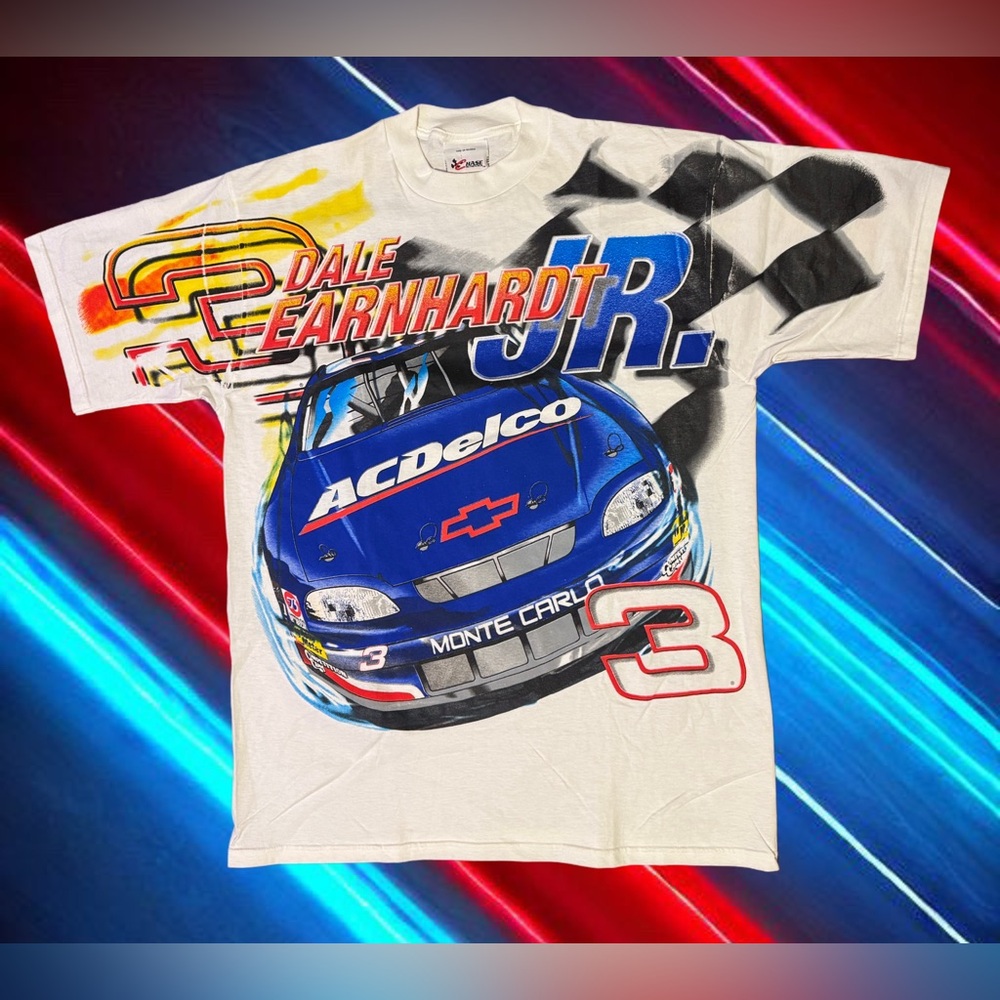 VTG 90s Deadstock Dale Earnhardt Jr AOP T Shirt NASCAR XL All Over Print 1998